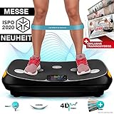 Messe-Neuheit 2020! 4D Vibrationsplatte VP400 im Curved Design + Trainings-Videos, Color Touch Display, Riesen Fläche, Smart LED Technologie +Remote-Watch, Trainingsbänder, Übungsposter & Schutzmatte