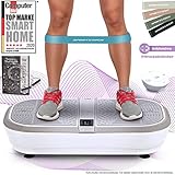 Sportstech Profi Vibrationsplatte VP300 mit 3D Wipp Vibrations Technologie, 2x1000W max Motoren Leistung + Bluetooth Musik, Riesige Fläche,einmaliges Design + Trainingsbänder + Fernbedienung + Poster